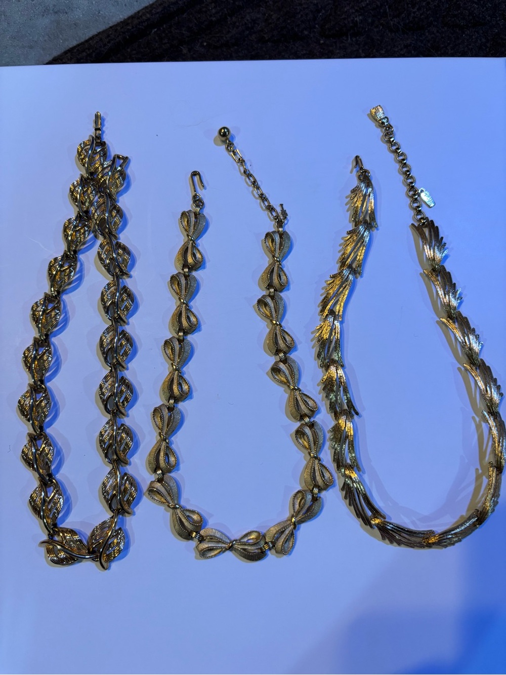 Gold Tone Women’s Necklace - Elegant Leaf & Bow Designs Trifari , monet , Napier